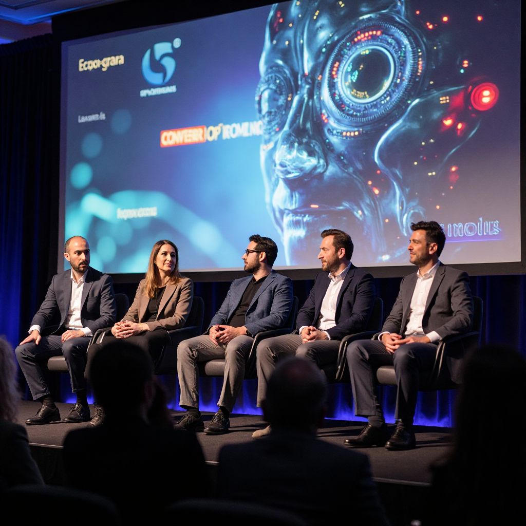 Panel de experți discutând despre viitorul AI în România