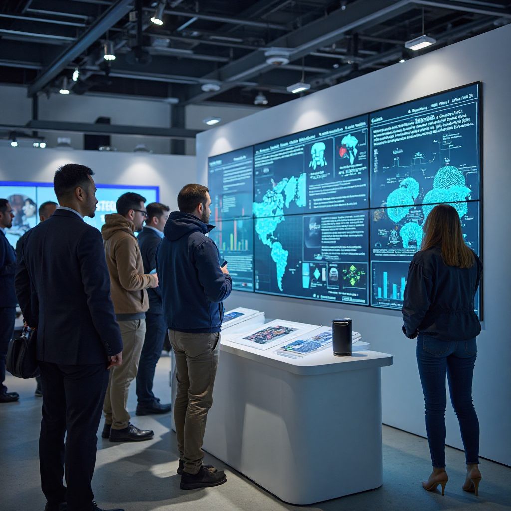 Demonstrație de tehnologie AI la zona de expoziție